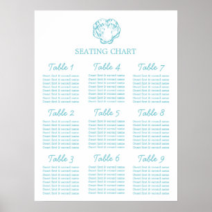Poster Amarrã Aqua shell Mesa de Casamento Planner 1-9