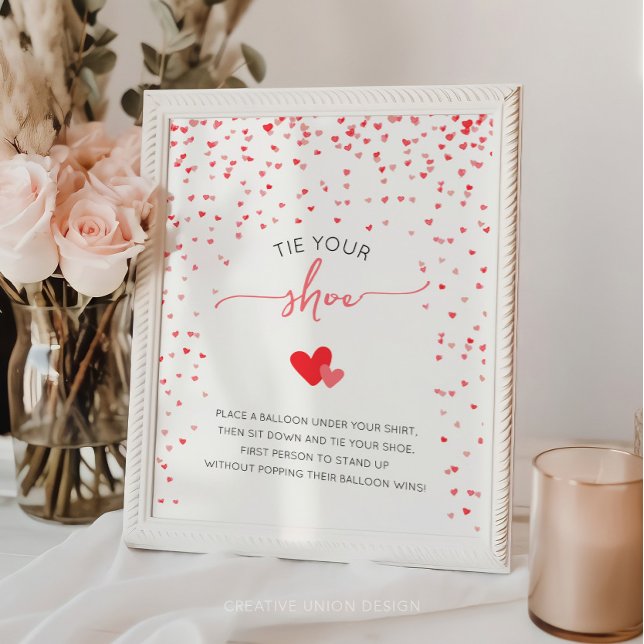 Poster Amarre seu sinal de jogo de Chá de fraldas do Calç (little sweetheart baby shower)