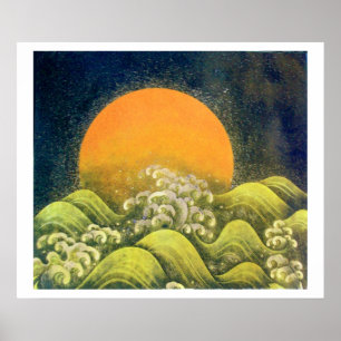 Poster AMATERASU, DEUSA DO SOL, amarelo verde preto branc