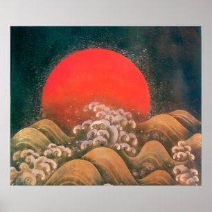 Poster AMATERASU, DEUSA DO SOL, vermelho preto marrom