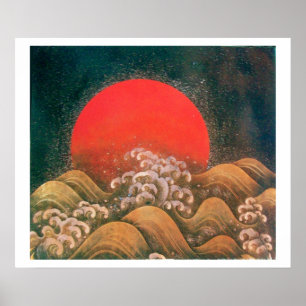 Pôster AMATERASU, DEUSA DO SOL, vermelho preto marrom bra