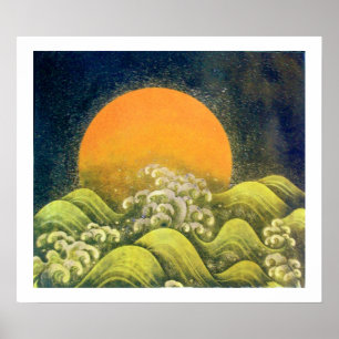 Poster AMATERASU, SUN GODDESE, verde-amarelo preto branco