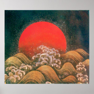 Poster AMATERASU, SUN GODDESE, vermelho preto