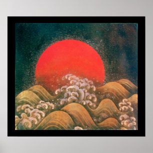 Pôster AMATERASU, SUN GODDESE, vermelho preto