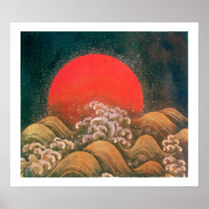 Pôster AMATERASU, SUN GODDESE, vermelho preto branco