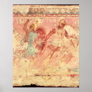 Pôster Amazons que lutam um guerreiro grego