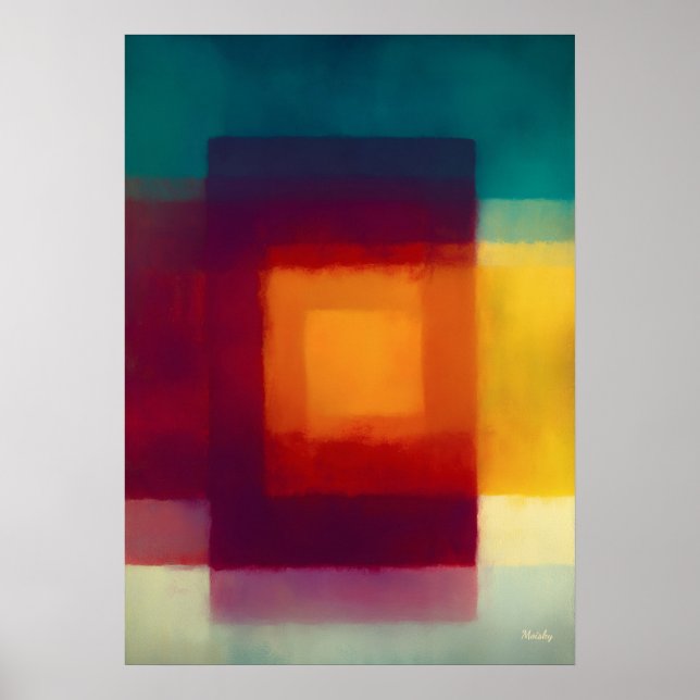 Poster Amber Crimson Color Field Abstract Modern Wall Art (Frente)
