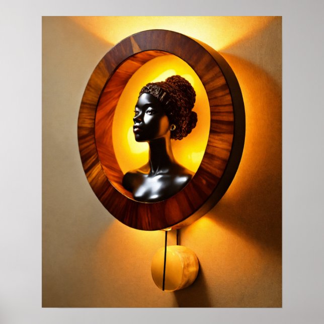 Poster "Amber Elegance: Wall Sconce Apresentando Chignon (Frente)