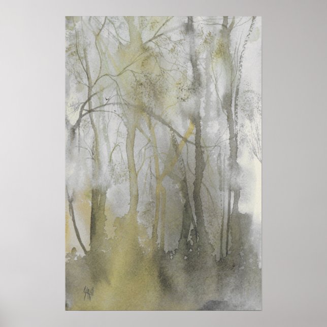 Poster Amber Wilds Watercolor Abstrato (Frente)
