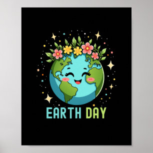 Poster Ambiente do Dia da Terra Corta a Terra com Floral