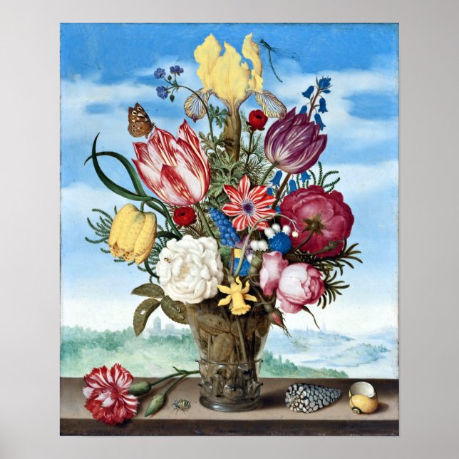 Poster Ambrosius Bosschaert Buquê de Flores numa Margem (Frente)