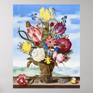Poster Ambrosius Bosschaert Buquê de Flores numa Margem