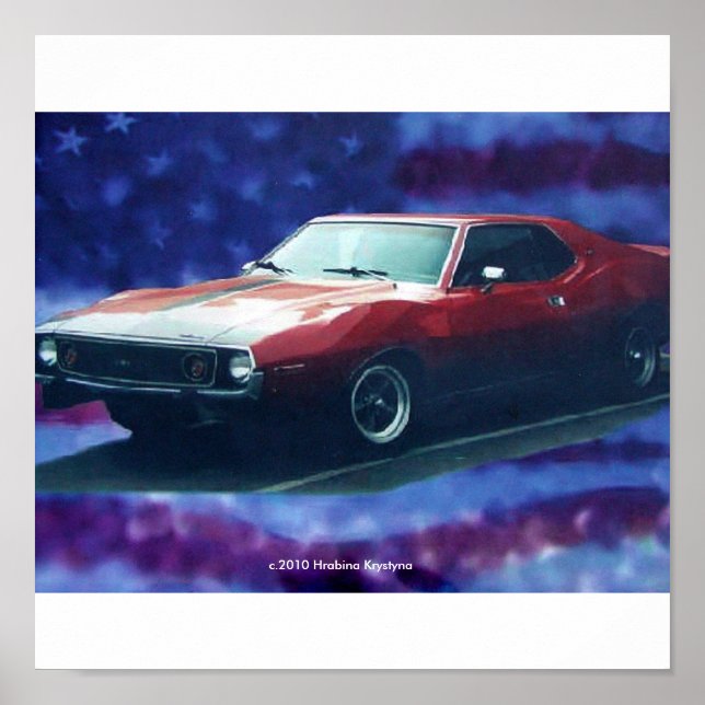 POSTER AMC JAVELIN AMX 1974 NA CANVAS (Frente)