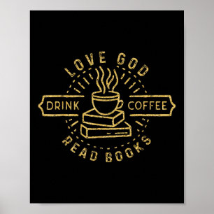 Poster Ame Deus Beba Café Leia Livros Amantes Vintage Ch