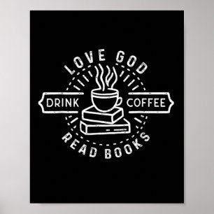 Poster Ame Deus Beba Café Leia Livros Amantes Vintage Ch