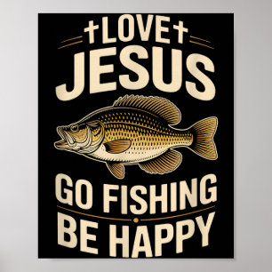 Poster Ame Jesus vá pescar divertido ditado vintage crapp