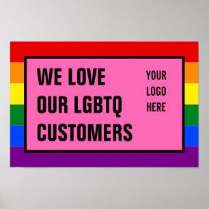 Poster Ame nossos clientes de Gay LGBTQ Logotipo de Sinal