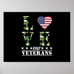 Poster Ame nossos veteranos Feliz Apoio ao Dia dos Vetera