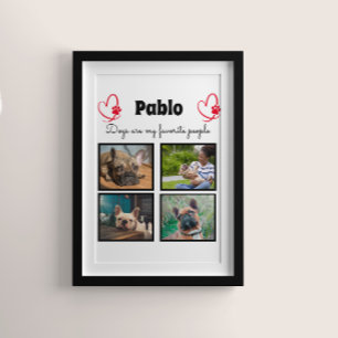 Poster Ame o meu cão - 4 colagens personalizadas com foto