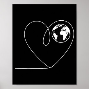 Poster Ame o planeta terra globo coração minimalista