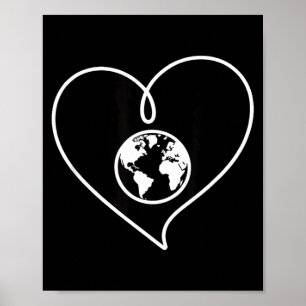 Poster Ame o planeta terra globo coração minimalista