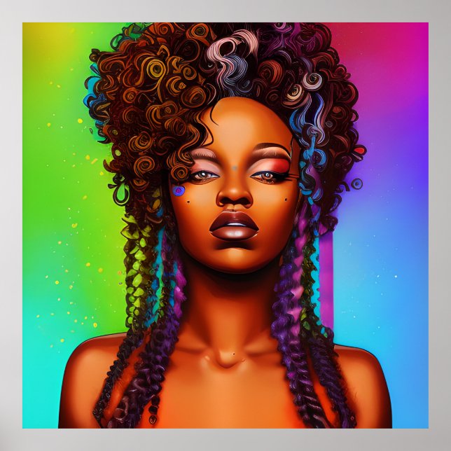 Poster Ame Rainbow Cute Hair Black Melanin Afro (Frente)