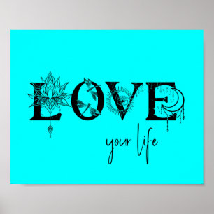 Poster Ame sua vida Estrelas Lotus moon dragonfles