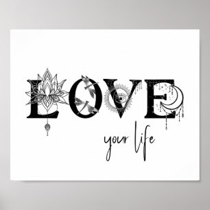 Poster Ame sua vida Estrelas Lotus moon dragonfles