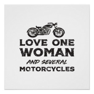 Pôster Ame Uma Mulher E Várias Motocicletas Essencial