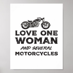 Poster Ame Uma Mulher E Várias Motocicletas Essencial