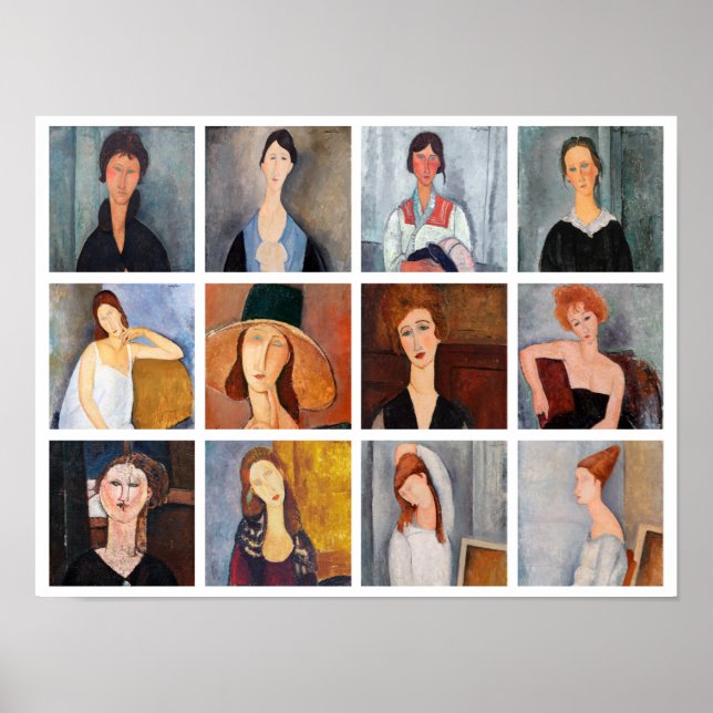 Poster Amedeo Modigliani - Colagem de Obras-Domésticas (Frente)