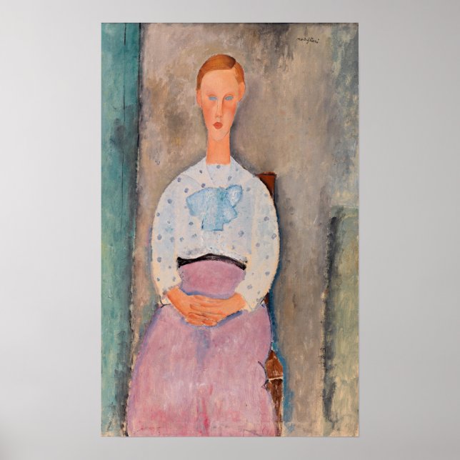 Poster Amedeo Modigliani - Garota com uma blusa Polka-Dot (Frente)