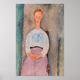 Poster Amedeo Modigliani - Garota com uma blusa Polka-Dot
