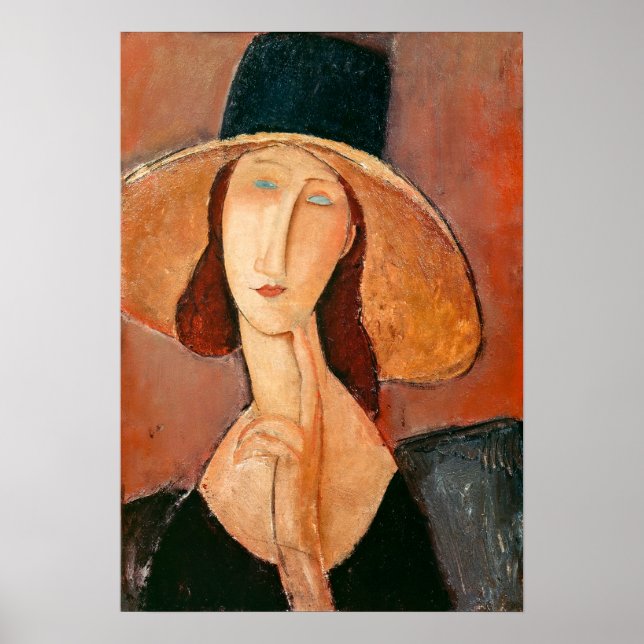 Poster Amedeo Modigliani - Jeanne Hebuterne em Grande Cha (Frente)