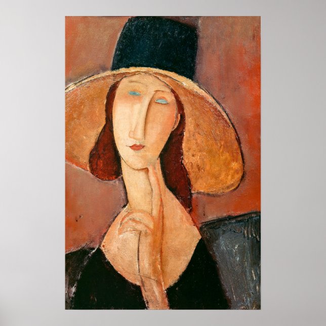 Poster Amedeo Modigliani - Jeanne Hebuterne em Grande Cha (Frente)