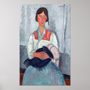Poster Amedeo Modigliani - Mulher cigana com bebê
