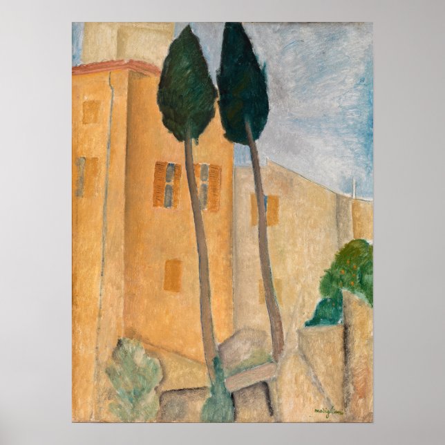 Poster Amedeo Modigliani - Prensas e Casas em Cagnes (Frente)