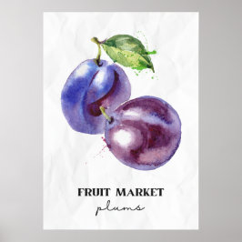 Poster Ameixas do mercado de frutas