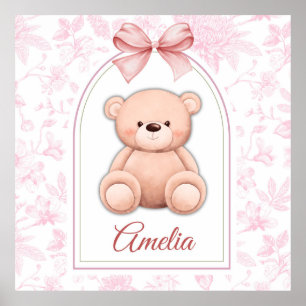 Poster Amelia   Design de Enfermeiro de Urso Rosa Persona