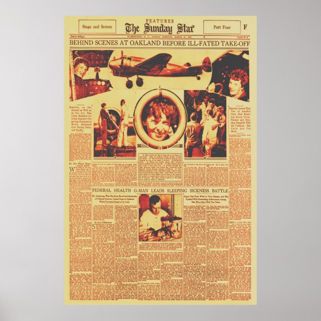Poster Amelia Earhart Antes Do Voo Mundial De 1937 (Frente)