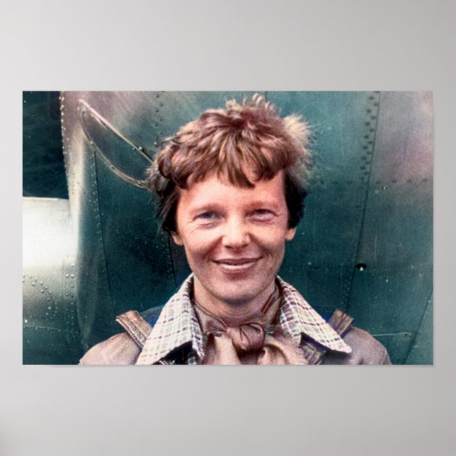 Poster Amelia Earhart e a Eletra Lockheed Colorizados (Frente)