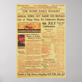 Poster Amelia Earhart Envia S.O.S. por Rádio Sepia 1937