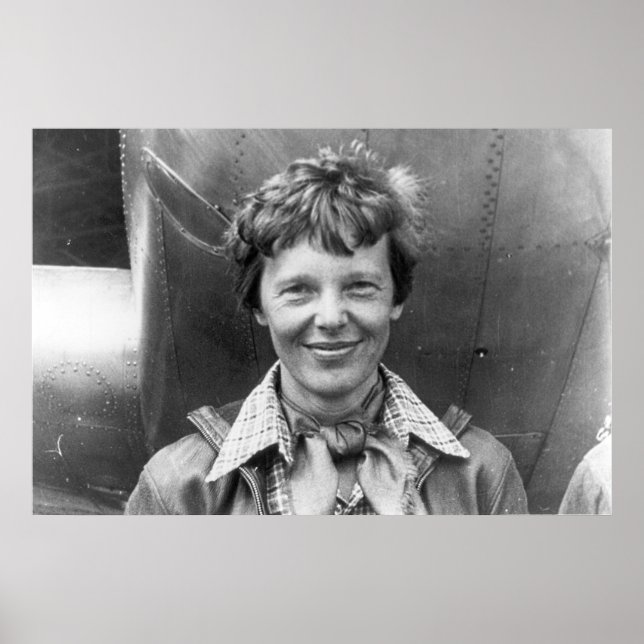 Poster Amelia Earhart Fotografia e seu Eletra Lockheed (Frente)