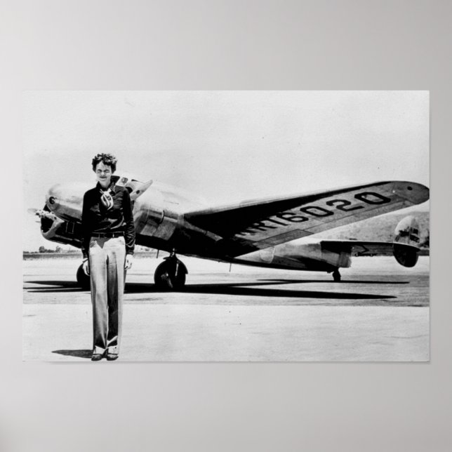 Poster Amelia Earhart Lockheed Electra C 1937 B & W Poste (Frente)