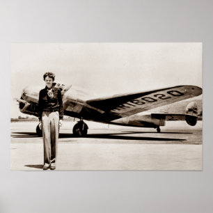 Poster Amelia Earhart Lockheed Electra C 1937 Sépia Carta