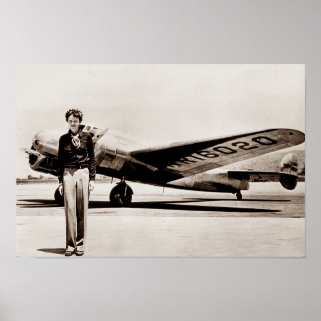 Poster Amelia Earhart Lockheed Electra C 1937 Sépia Carta (Frente)