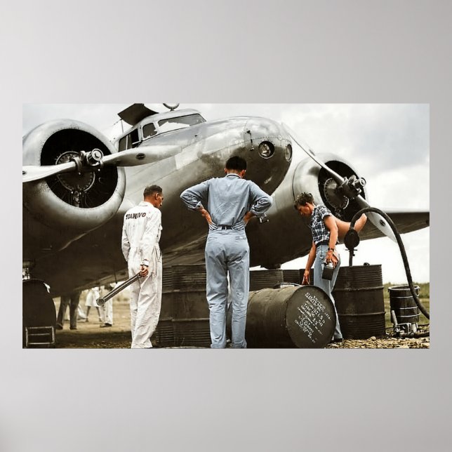 Poster Amelia Earhart Lockheed Modelo 10 Electra 1937 Rem (Frente)