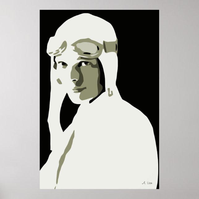 Poster Amelia Earhart, vetor de escala de cinza (Frente)