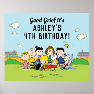 Poster Amendoins   Charlie Brown e Gang Birthday