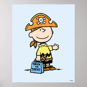 Poster Amendoins Charlie Brown Pirata Halloween